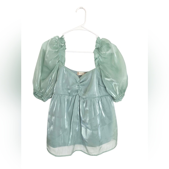 Altard State Mint Green Puff Sleeve Blouse Size Small - Picture 7 of 7